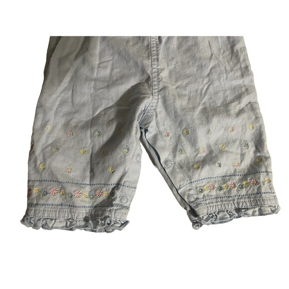 Carter s Light Blue Linen Blend Overalls Floral Girl Size Medium 6 Months Baby - Picture 11 of 16